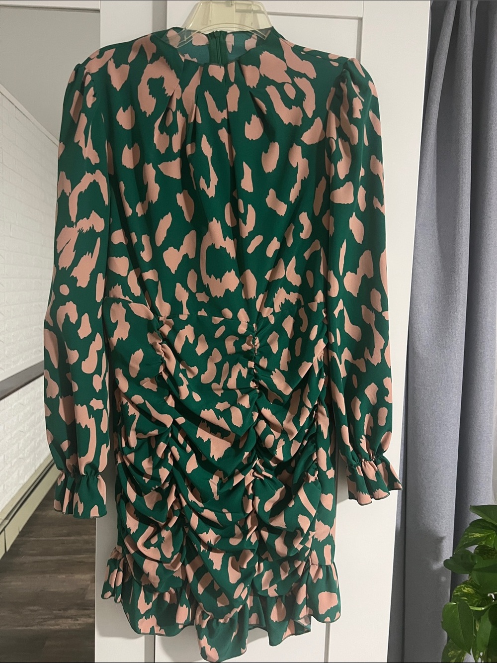 Green and beige dress fits well , wore once